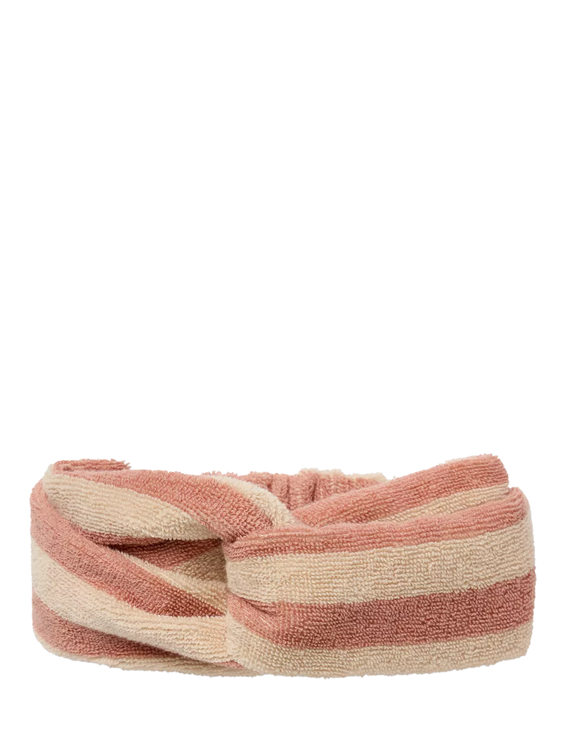 Piglet in Bed Pembroke Stripe Towelling Headband, Sand Shell, One Size
