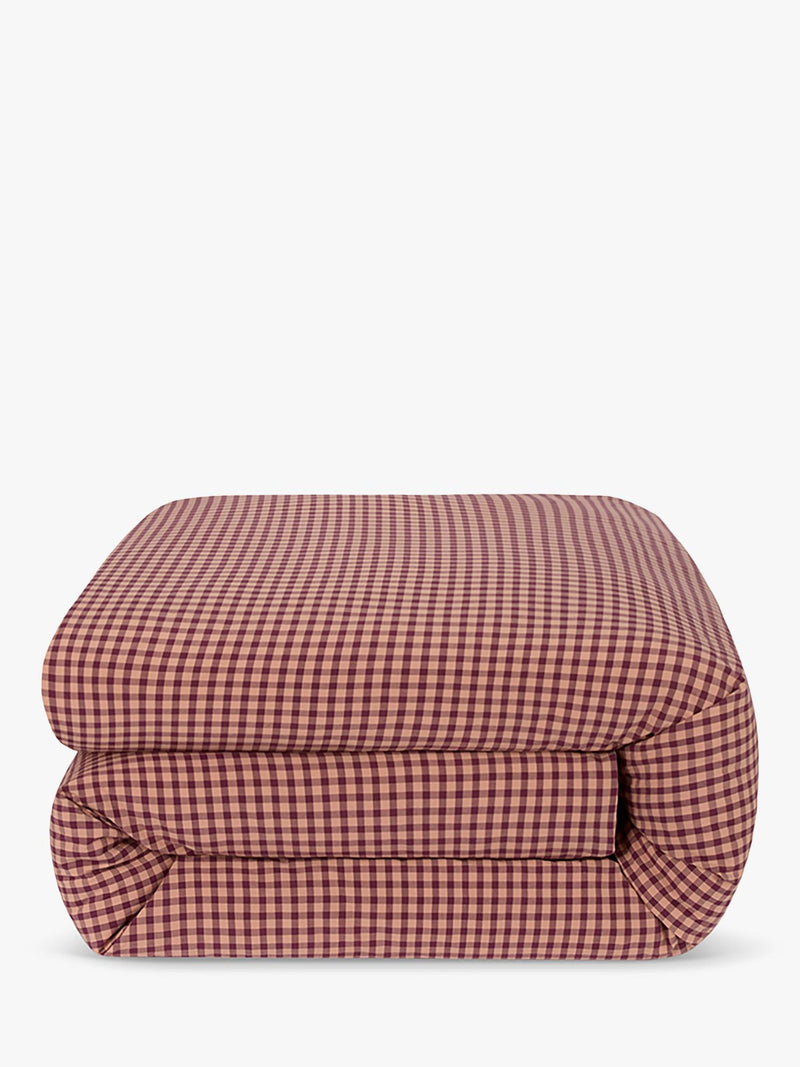 Piglet in Bed gingham bedding fig blush pink single, imported from the UK