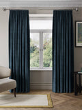 John Lewis Matte Velvet Pair Blackout Lined Pencil Pleat Curtains 167 x 137cm