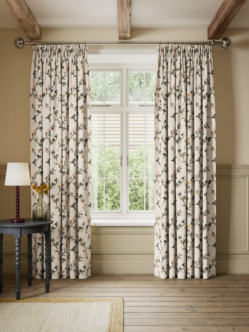 John Lewis floral pencil pleat curtains pair, imported from the UK