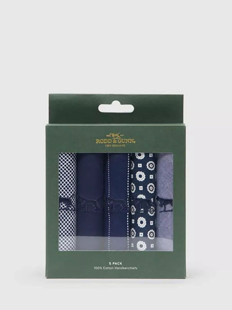 Rodd & Gunn handkerchief pack of 5 Night/Multi (British brand)