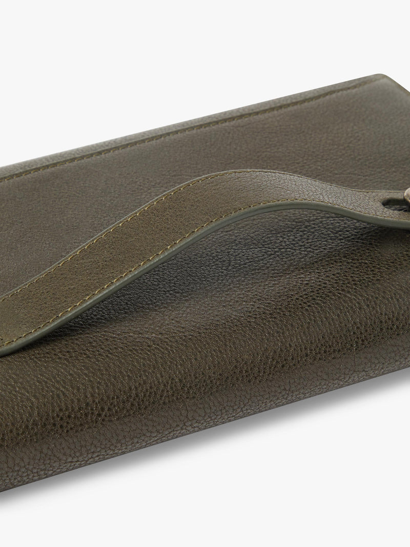 OSPREY LONDON Compass Leather Travel Organiser Dark Olive (British brand)