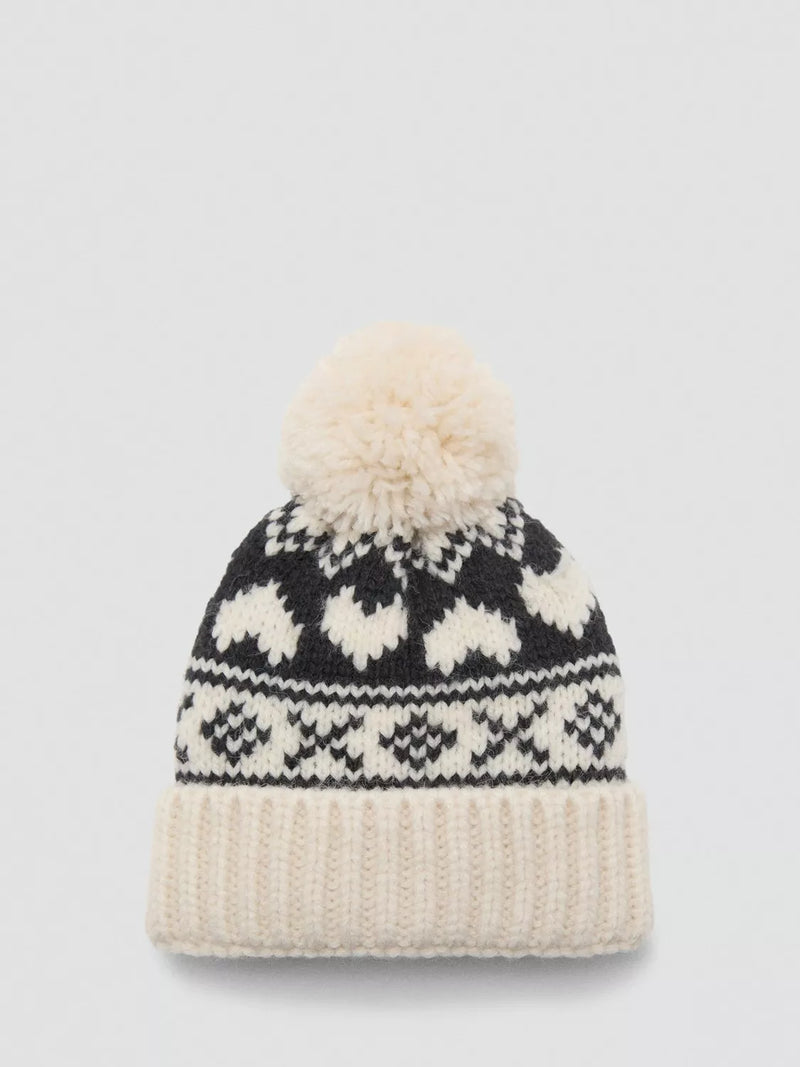 Mango kids bobble hat light beige, UK version