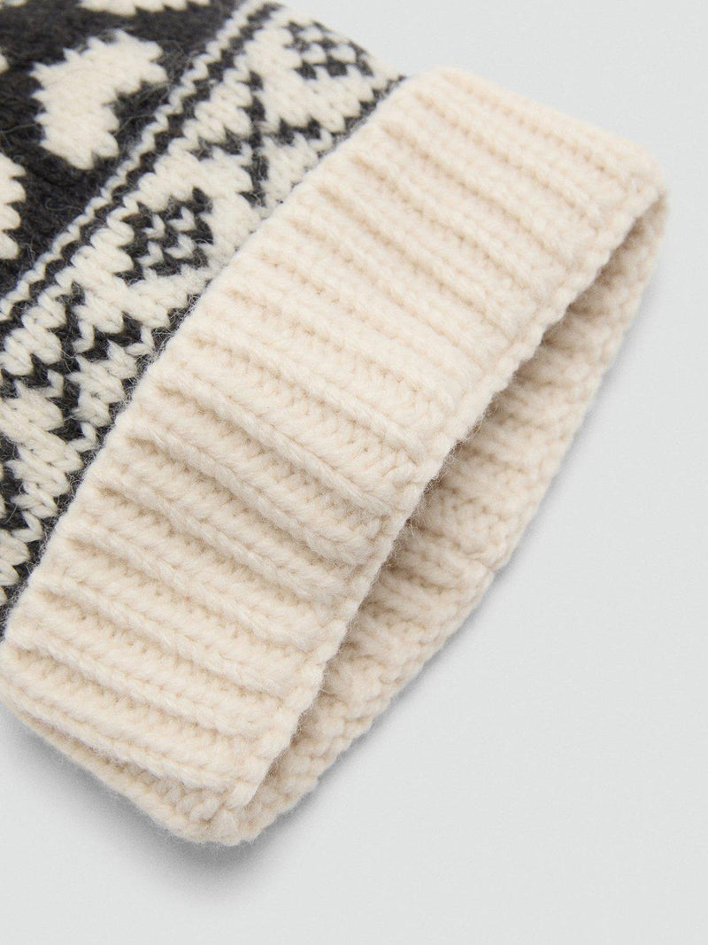 Mango kids bobble hat light beige, UK version