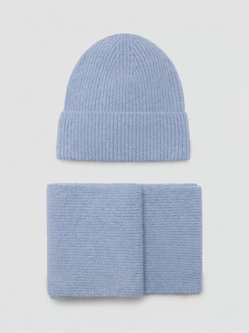 Mango kids beanie and scarf set light blue (British brand)