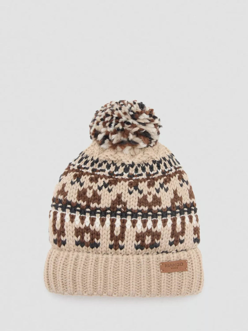 Mango kids bobble hat light brown (British brand)
