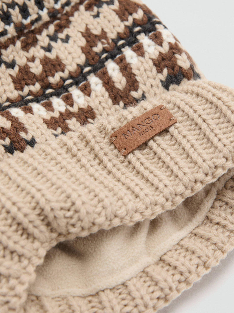 Mango kids bobble hat light brown (British brand)