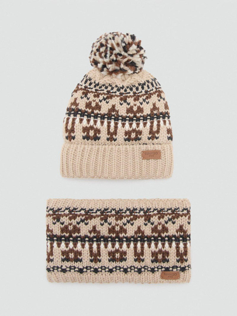 Mango kids bobble hat light brown (British brand)