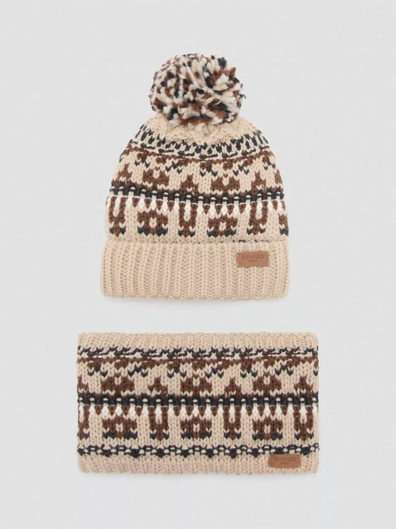 Mango kids bobble hat light brown (British brand)