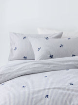 John Lewis John Lewis Stanton Pure Cotton Embroidered Percale Duvet Cover Set Blue Double- Buy online at McGrocer