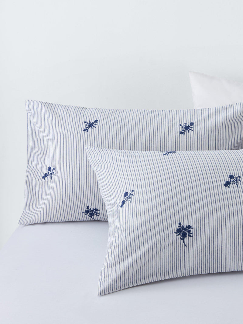 John Lewis duvet cover set Stanton pure cotton embroidered percale double, imported from the UK