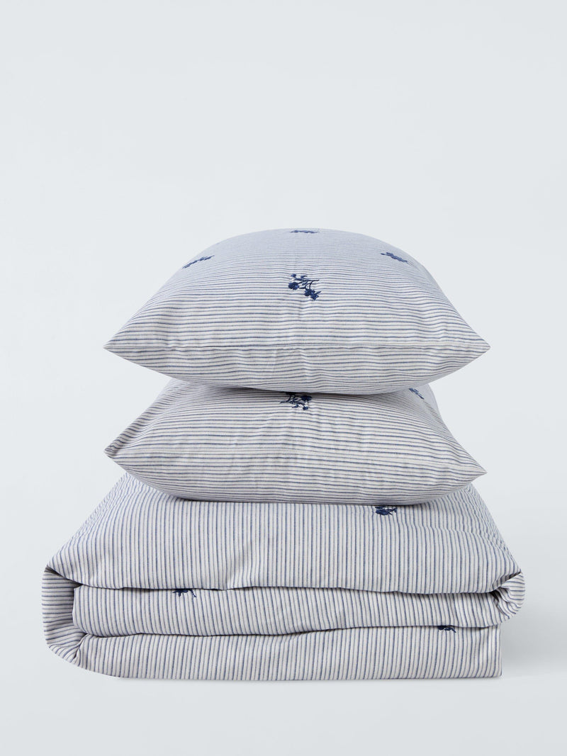 John Lewis duvet cover set Stanton pure cotton embroidered percale double, imported from the UK
