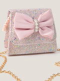 Monsoon kids' bow glitter bag in pink, UK version