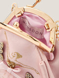 Monsoon kids' mini clip frame bag, pink with gold butterflies - British product