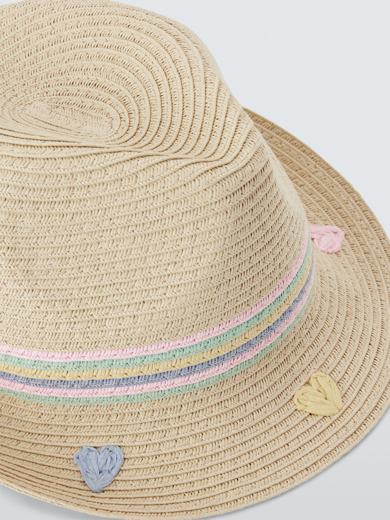 John Lewis kids paper straw trilby hat natural multi (British brand)