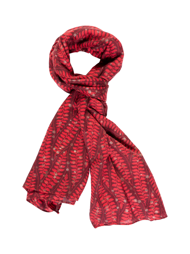 chesca Fern Scarf in Ruby oversized rectangular scarf (British brand)
