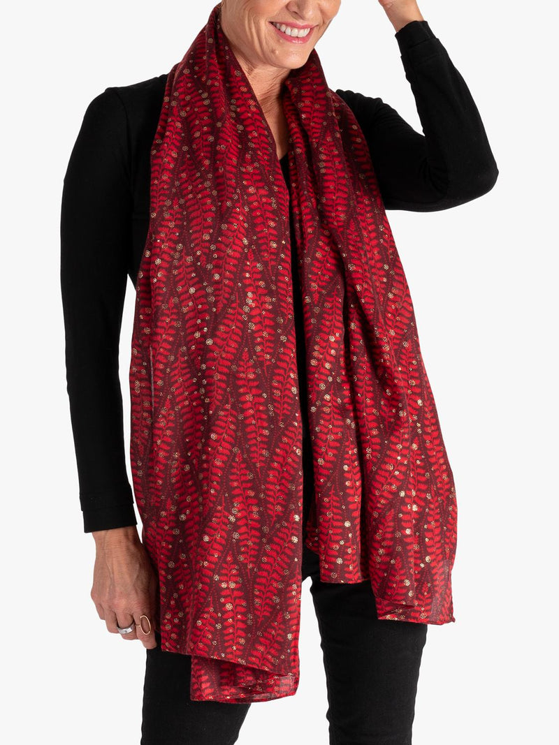 chesca Fern Scarf in Ruby oversized rectangular scarf (British brand)