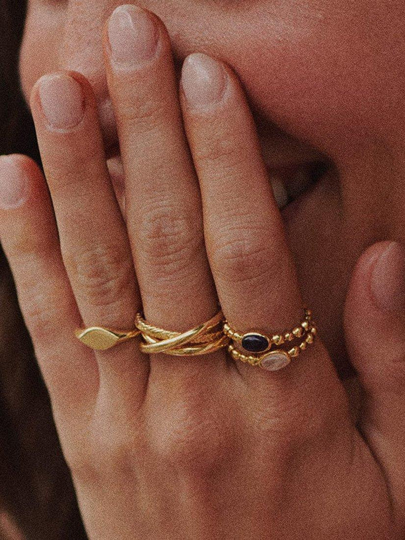 Daisy London textured amethyst gold ring, imported from the UK