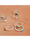 Daisy London aventurine ring in green and silver - British product