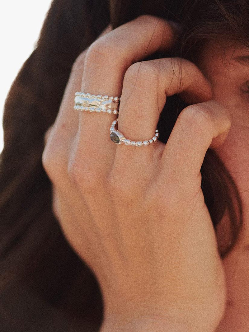 Daisy London sterling silver labradorite ring (British brand)