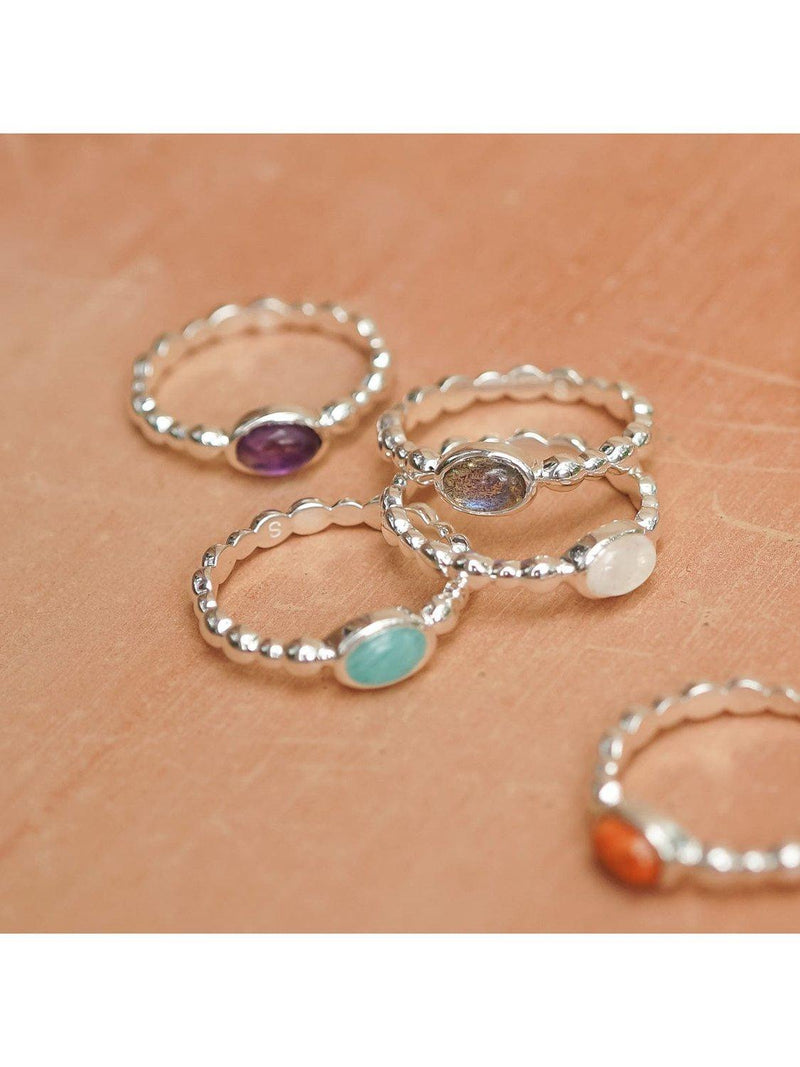 Daisy London sterling silver labradorite ring (British brand)