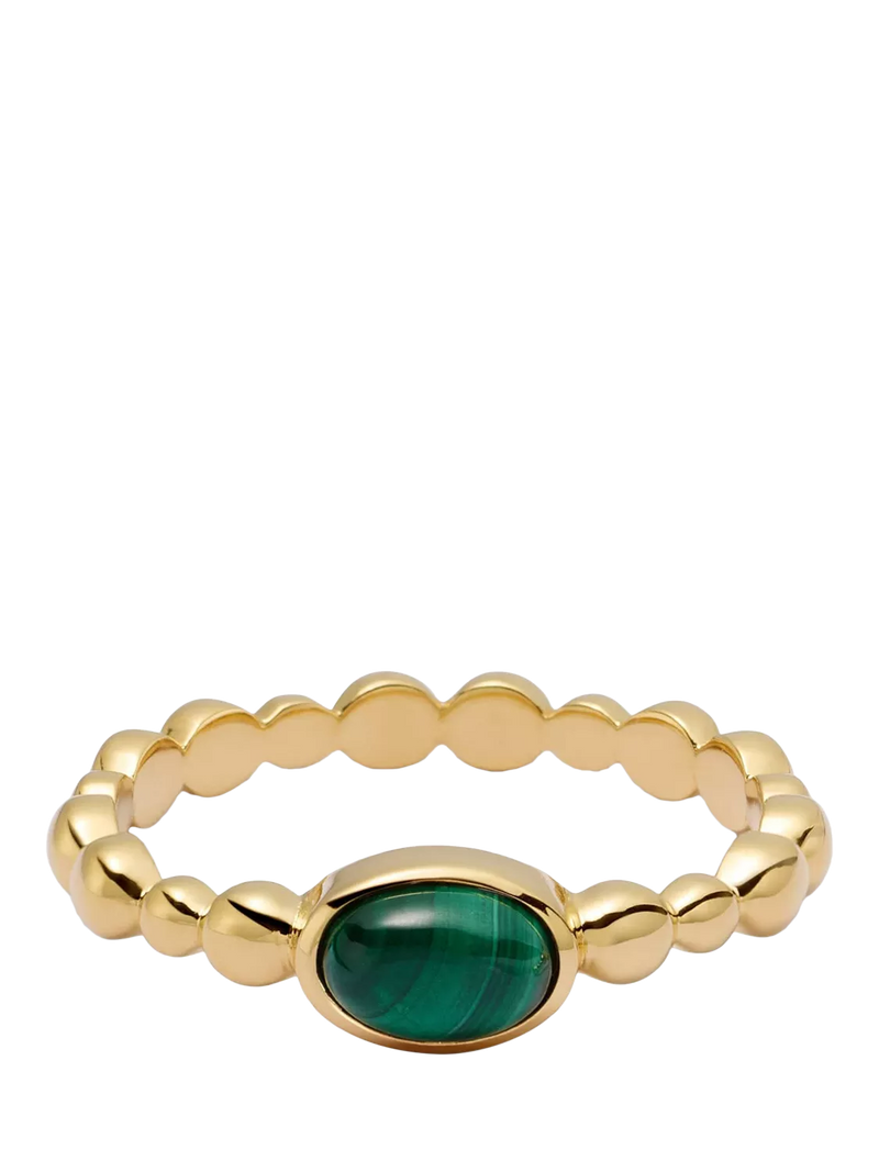 Daisy London textured stone ring malachite gold, imported from the UK