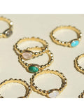 Daisy London textured stone ring malachite gold, imported from the UK