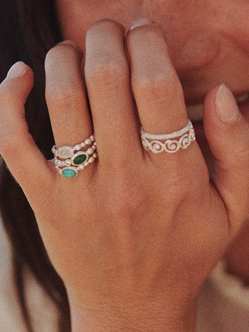 Daisy London textured turquoise stone ring sterling silver - British product