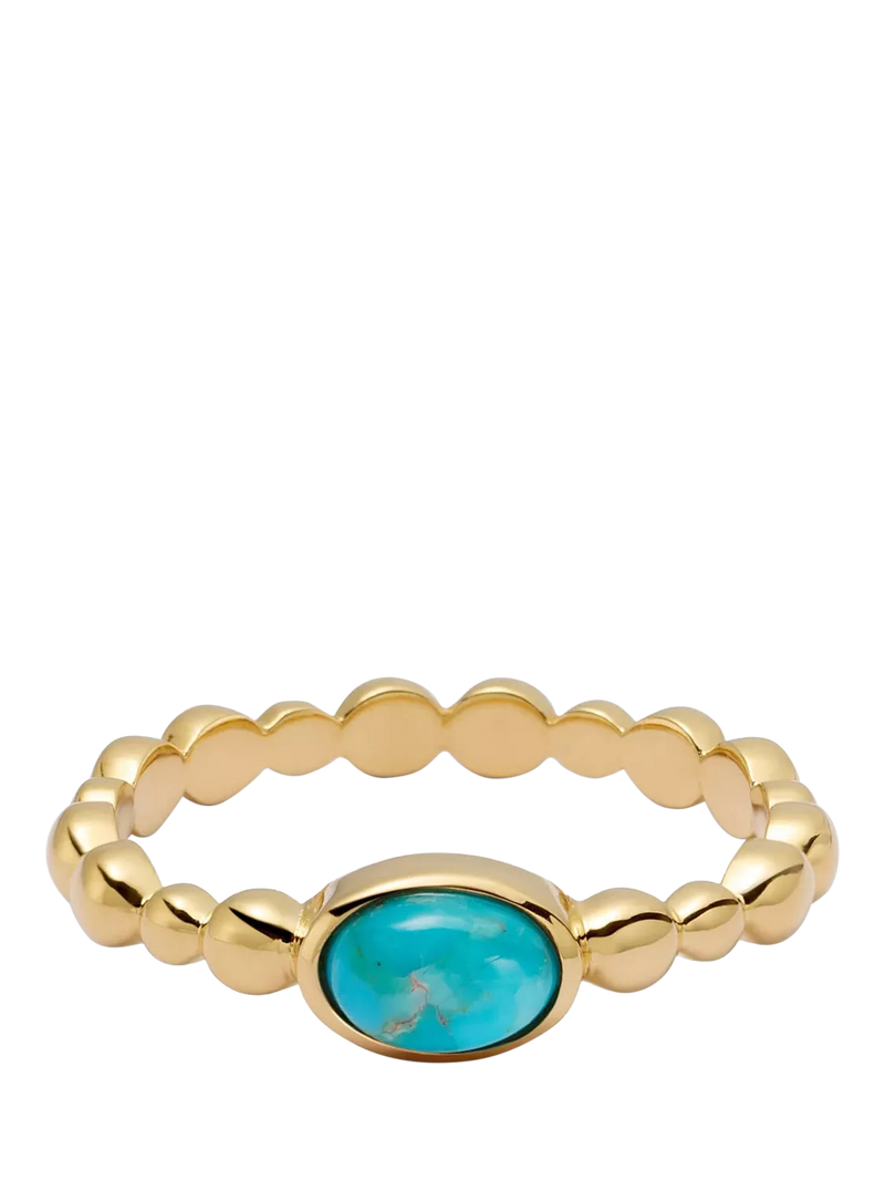 Daisy London turquoise stone ring gold plated (British brand)