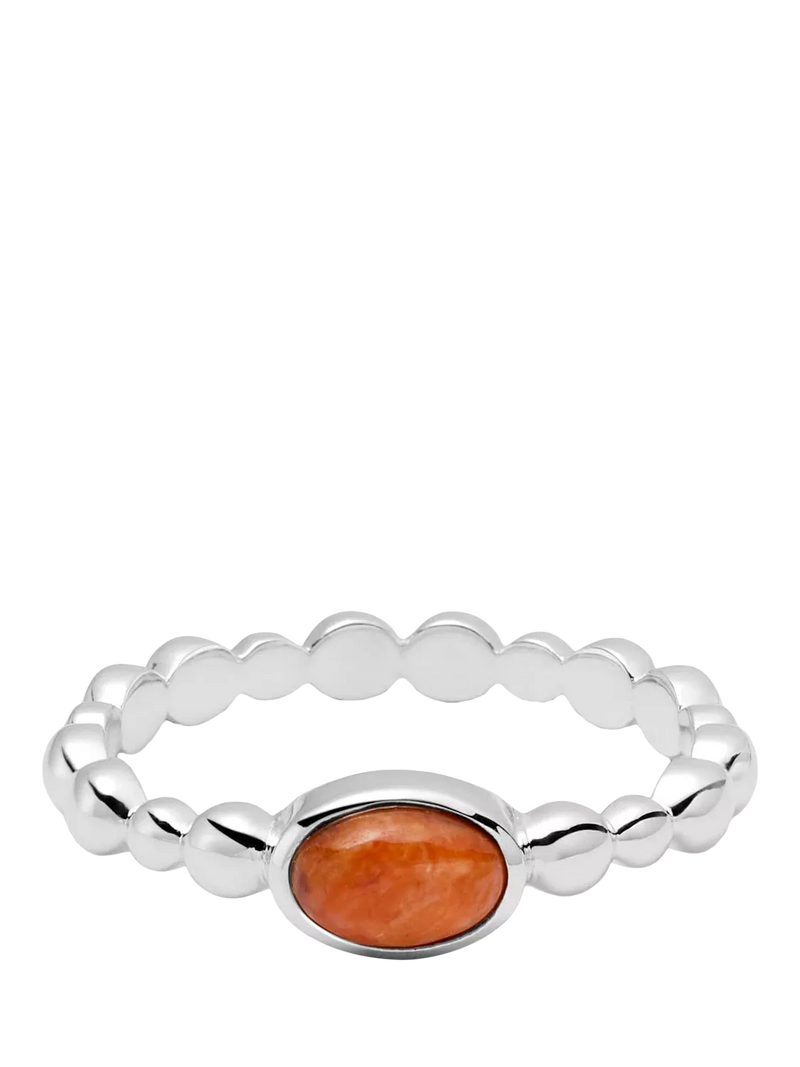 Daisy London textured stone ring with red coral, UK version