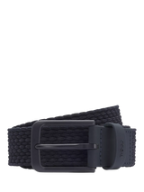 John Lewis HUGO BOSS Elastic Woven & Leather Belt, Dark Blue- Buy online at McGrocer