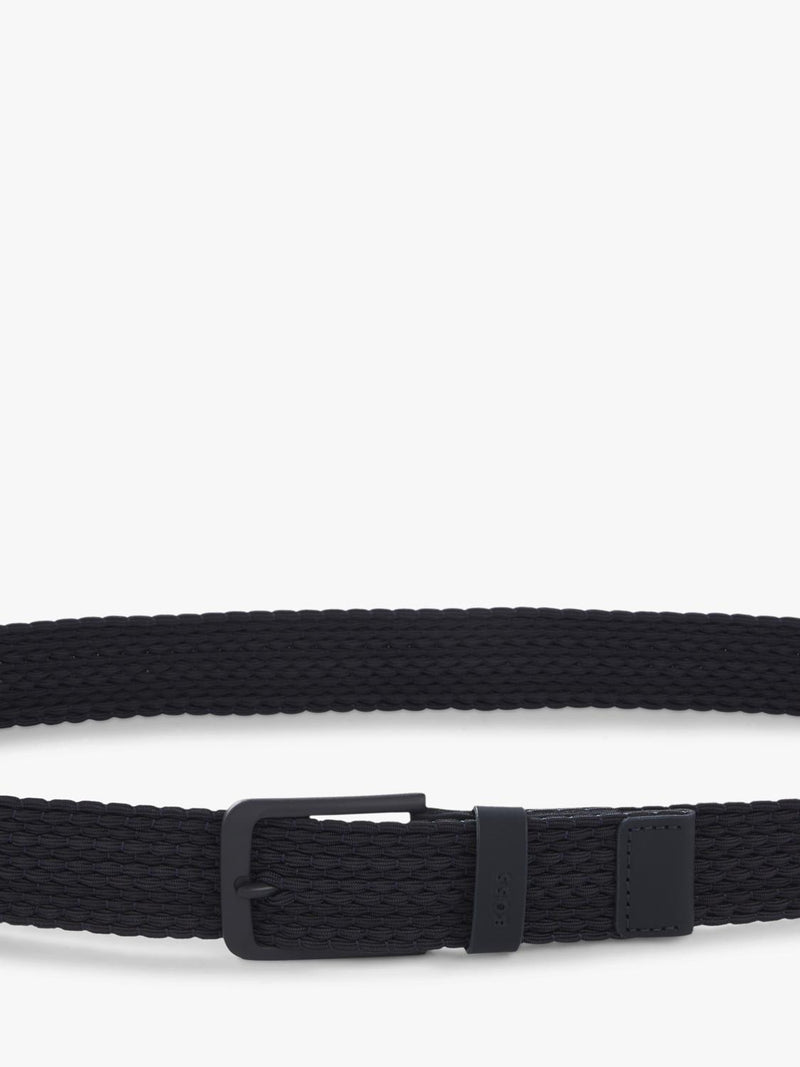 BOSS elastic woven and leather belt Dark Blue - British product