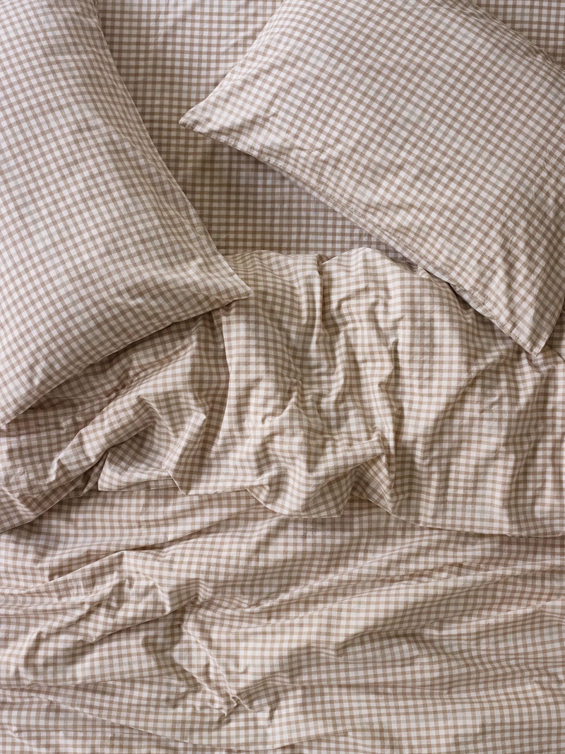 Piglet in Bed Gewaschene Baumwolle Percale Gingham Doppelbettwäsche-Set