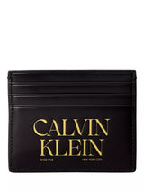 John Lewis Calvin Klein Logo Leather Card Holder, Black- Buy online at McGrocer