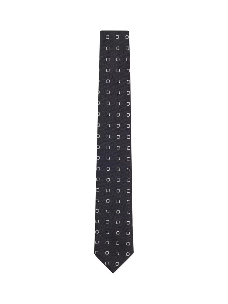 BOSS geometric silk blend tie dark blue, imported from the UK