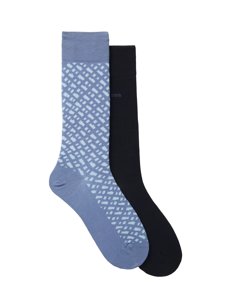 BOSS monogram ankle socks pack of 2 Open Blue/Black (British brand)