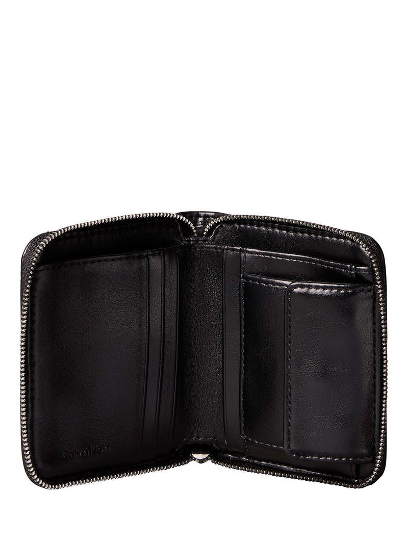 Calvin Klein Logo Plaque Quilted Purse Black - British product