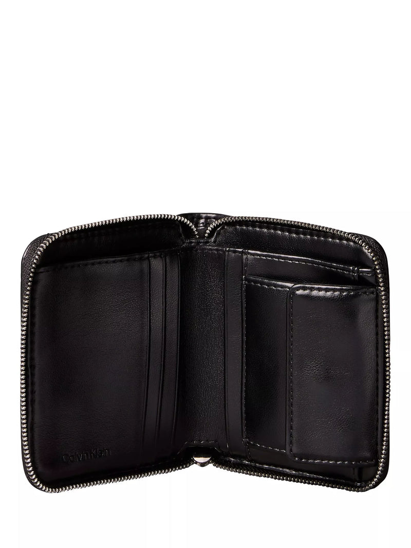 Calvin Klein Logo Plaque Quilted Purse Black - British product