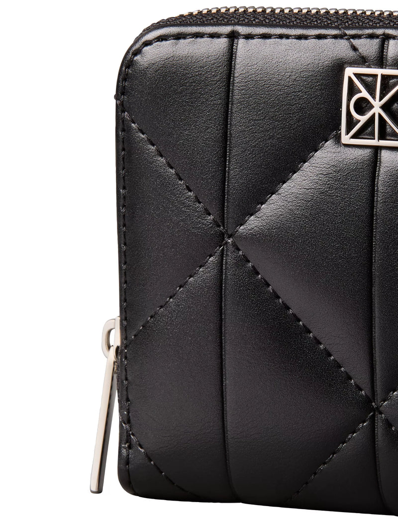 Calvin Klein Logo Plaque Quilted Purse Black - British product