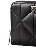 Calvin Klein Logo Plaque Quilted Purse Black - British product