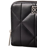 Calvin Klein Logo Plaque Quilted Purse Black - British product