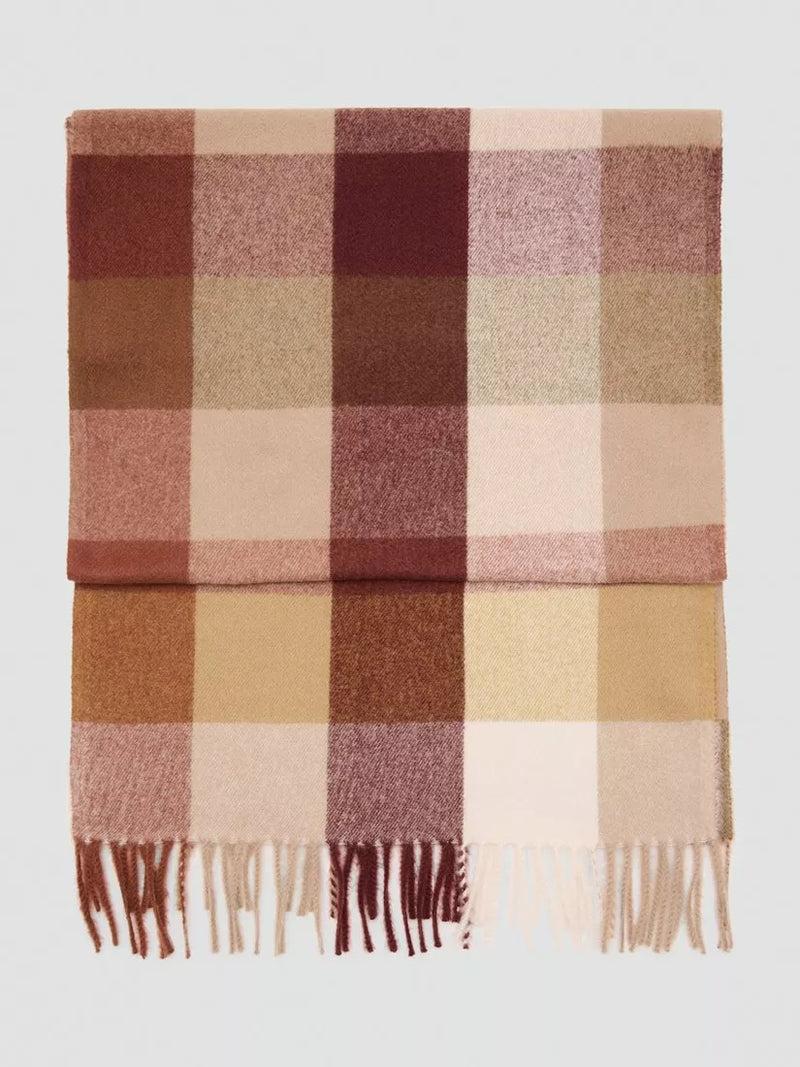 Mango polyester check scarf brown 50x190cm (British brand)
