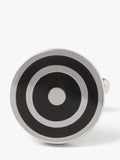 Simon Carter Orbit enamel round cufflinks silver and black, UK version