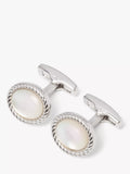 Simon Carter mother of pearl cufflinks rhodium plated - British product
