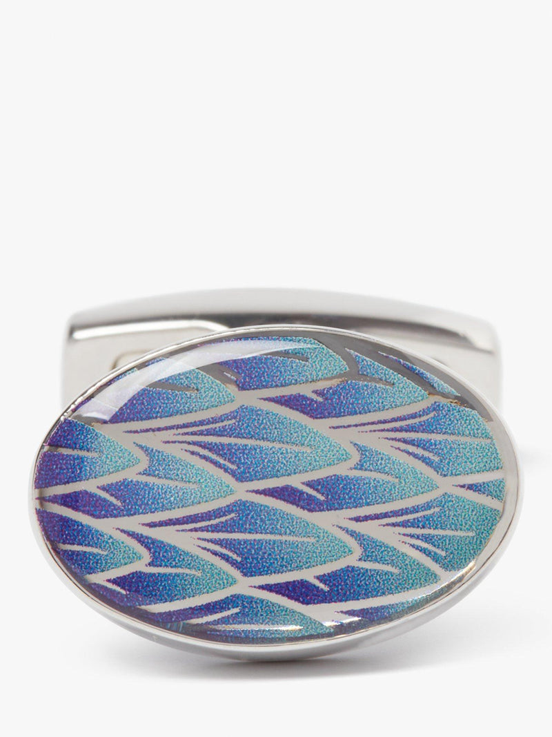 Simon Carter ombre enamel feather cufflinks 18mm, imported from the UK