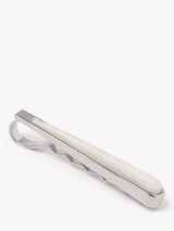 John Lewis Simon Carter Mother of Pearl Tapered Tie Slide Silver- Buy online at McGrocer