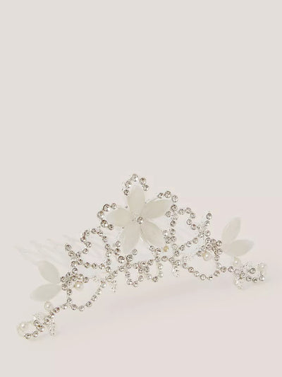 John Lewis Monsoon Kids Flora Tiara Hair Comb Silver- Buy online at McGrocer