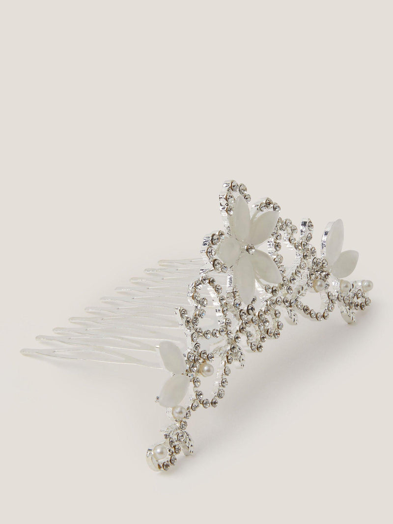 Monsoon Flora tiara hair comb silver - British product