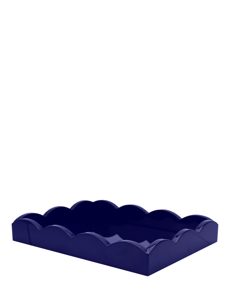 Addison Ross Scallop Lacquer Tray, Navy, 28cm