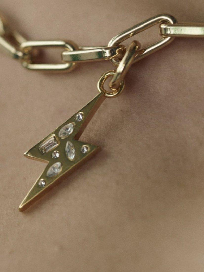 frkl. Lightning Bolt Crystal Charm gold - British product